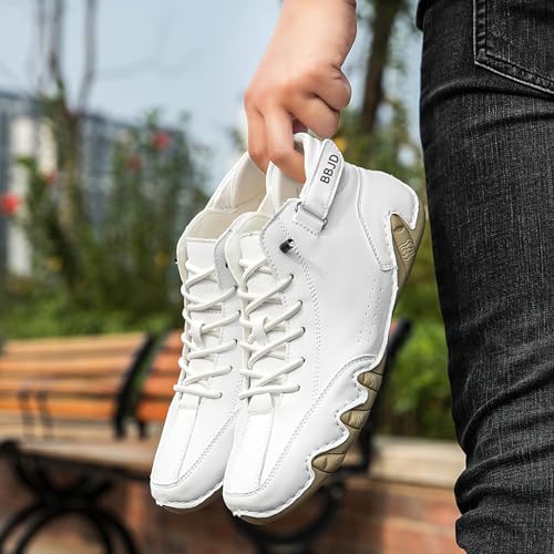 Image of baobeijiadao Men's Beck Shoes Waterproof Non Slip High Top Chukka Boots Handmade Suede Caual Outdoor Sneakers