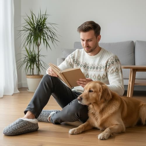 Thinp Slipper Socks for Women Men, House Slippers Warm Fuzzy Slippers with Grippers Non-Slip Slipper Soft-Lightweight Winter House Shoe Socks, Indoor4