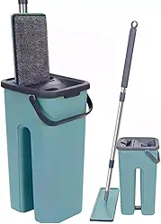 Mop Flat Com Balde compacto com capacidade de 5 litros Cabo com articulação 360º, ideal para limpar embaixo de móveis Super Moderno.