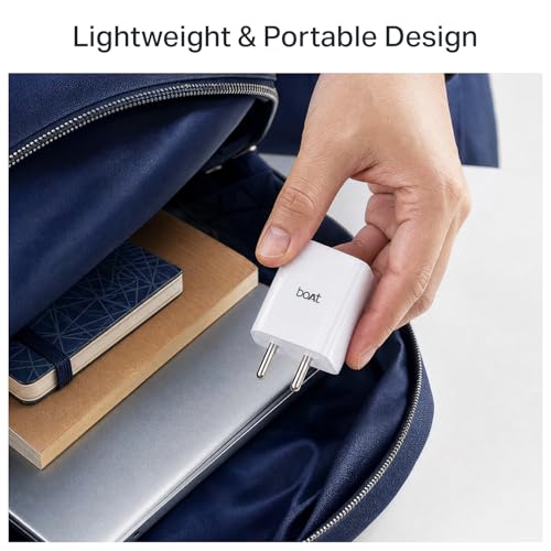 Image of boAt 12W Charger Adapter for Fast Charging, USB-A Port; Compact & Lightweight, Scratch Resistant, Smart IC Protection; Supports iPhone 17 /16 /15 /14 /Pro /Max; Samsung; Pixel; Android (Crystal White)