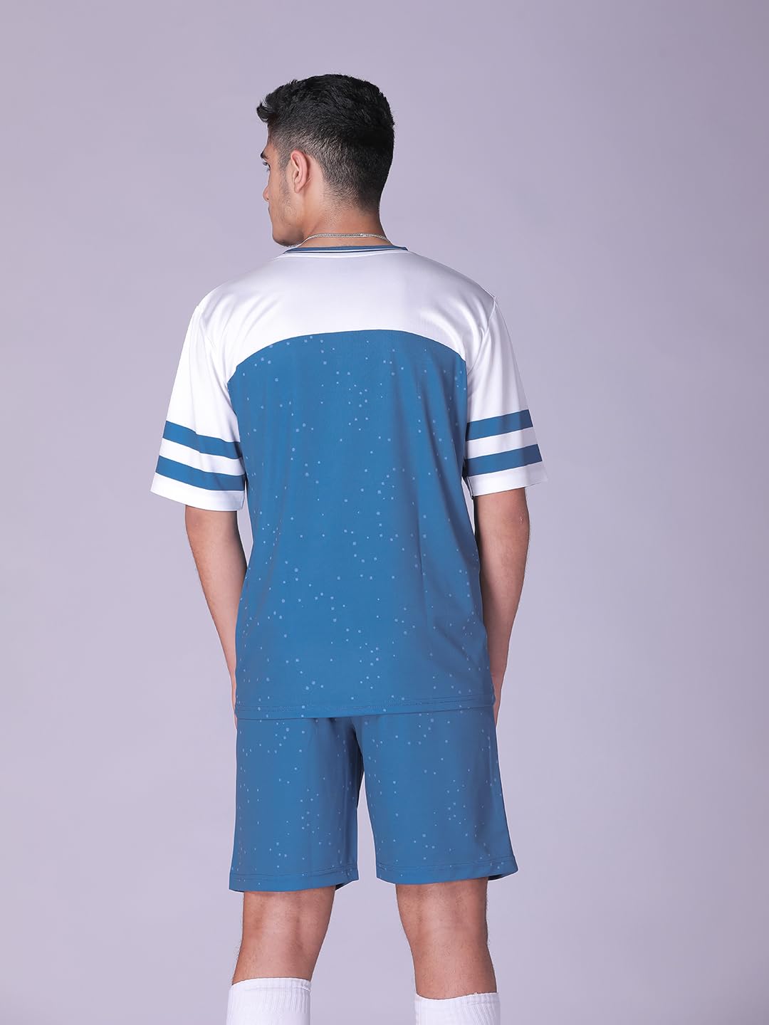 UMILDO Boy's Active Sports Wear Dry Fit Dot Printed Jersey for Multi Sports Activities | Jersey for Yoga Running Gym Football Basketball Game (4 to 16 Yrs)_Blue 1