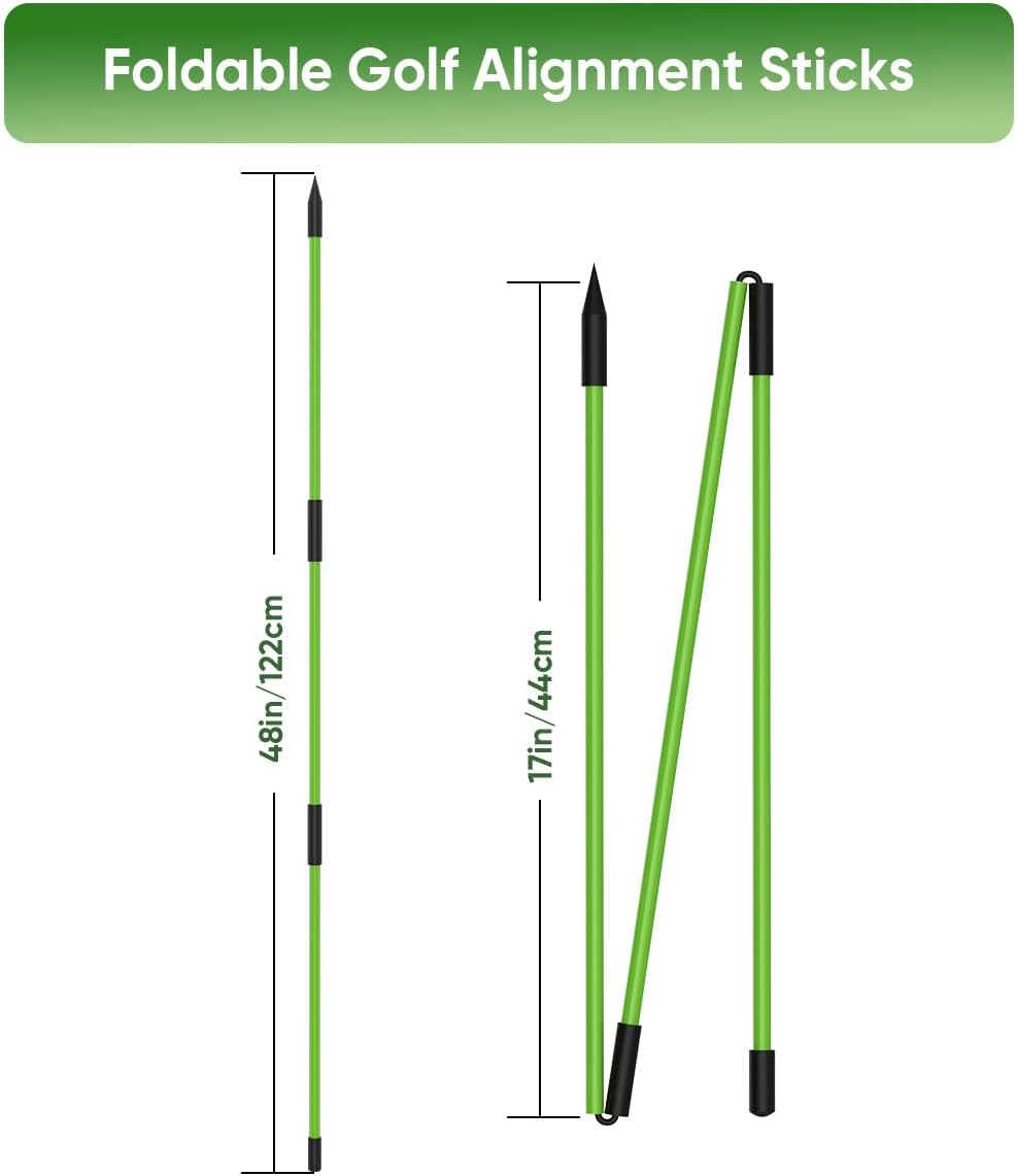 Jsikan Pro Golf Alignment Sticks System with Holder Angle Plate, Golf Trainer Aid Teaching Equipment for Aiming, Putting, Swing, Essentials Golf Gifts Accessories for Men and Women