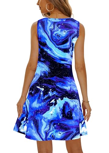 Image of Summer Dresses for Women 2026 Casual Sundresses Beach Cover Ups Sleeveless Tshirt Swing Dress with Pockets
