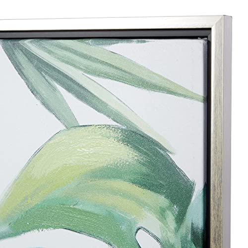 CosmoLiving by Cosmopolitan Canvas Leaf Tropical Framed Wall Art with Silver Frame, Set of 2 24"W, 32"H, Green - Image 6