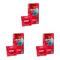 Durex SuperSottile Vestibilità Aderente Preservativi Sottili, 6 Profilattici (Confezione da 3)