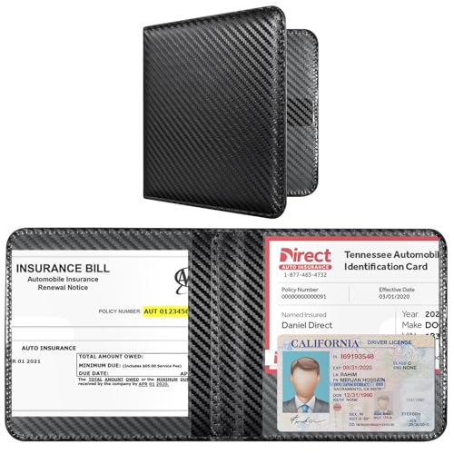 CoBak Car Registration and Insurance Holder - Vehicle Glove Box Car Organizer, Auto Truck Comparment Accessories Case for Essential Document, Driver License, Cards (Black woven pattern)
