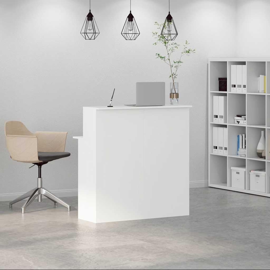 Tomostar Comptoir de Réception, Table de Réception Comptoir d'accueil Blanc 100x50x103,5 cm Bois d'ingénierie