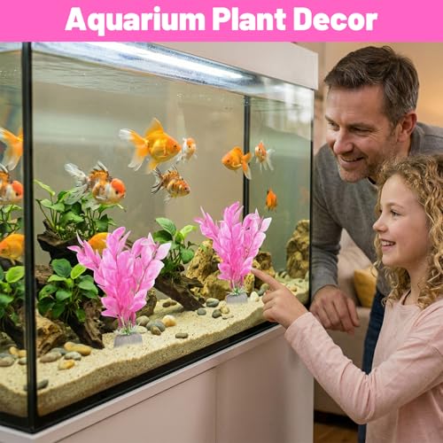 Image of Abeillo Silk Aquarium Plants for Betta Fish Tank, 2Pcs 10cm Small Aquarium Plants Decorations Plastic Artificial Plant Aquatic Water Grass Decoration