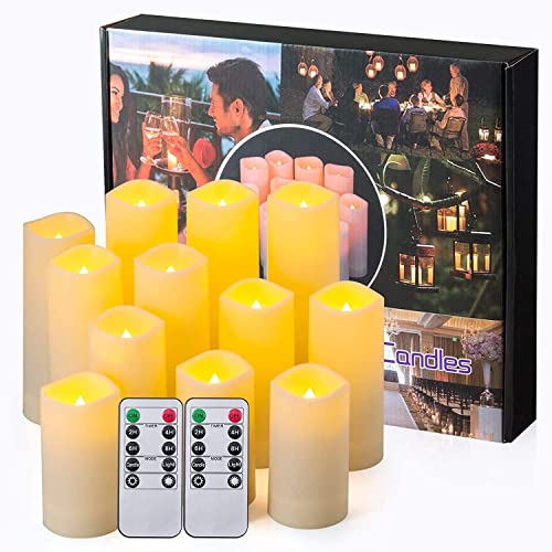 Aamdkcyu Flameless Candles With Remote & 2/4/6/8H Timers, Outdoor Indoor Waterproof Remote Candles Battery Operated, Electric Led Candles 12Pcs For Home/Wedding Decor (D 2.2'' X H 4'' 5'' 6'' 7'') #TOP4