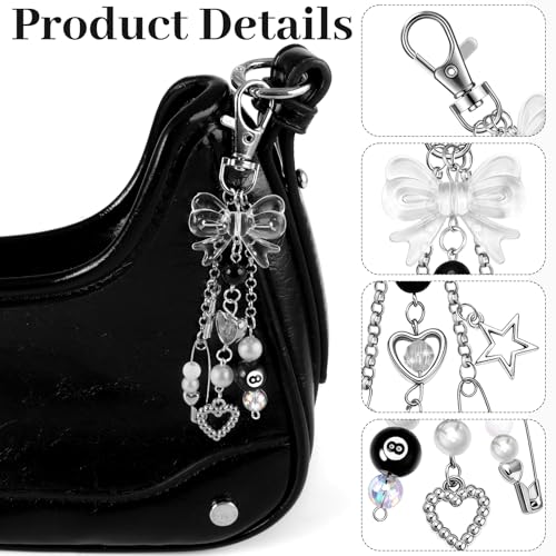 Image of Bag Charms for Handbag Cherry Strawberry Y2K Bow Keychain Cute Purse Charms Accessories for Women Tote Bag Fruit Charm