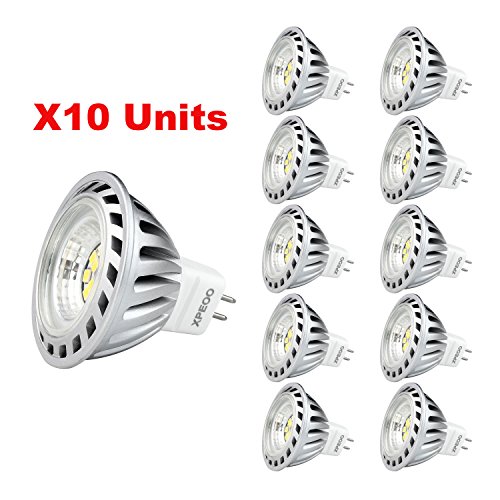 Xpeoou00ae 10 X 6W MR16 GU5.3 LED Bombilla Lámpara Igual a Halógena de 50W 520lm, Foco Luz Spot Down light lamp bulbs, Luz Blanco Frío Diurno 4500k, DC AC 12v,Bajo Consumo [Clase de eficiencia energética A]