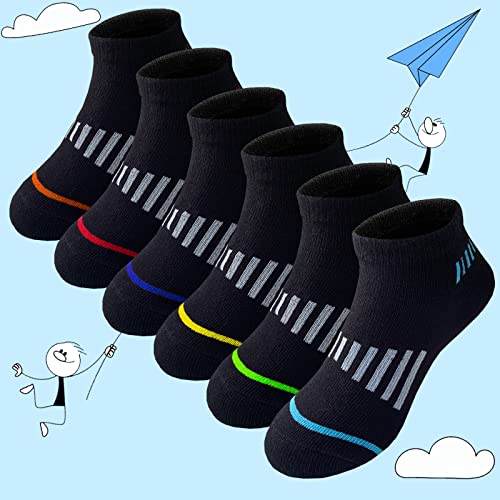 12 Pairs Boys Socks Kids Ankle Athletic Cotton Socks Half Cushioned Low Cut Socks - Image 4