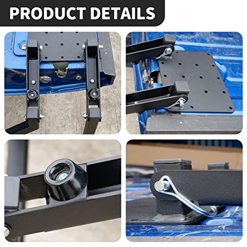 WOLFSTORM Adjustable Tailgate Ladder Foldable Pickup Tailgate Ladder Universal Truck Accessories with Durable and Rustable Steel Step Grip Plates (Black)
