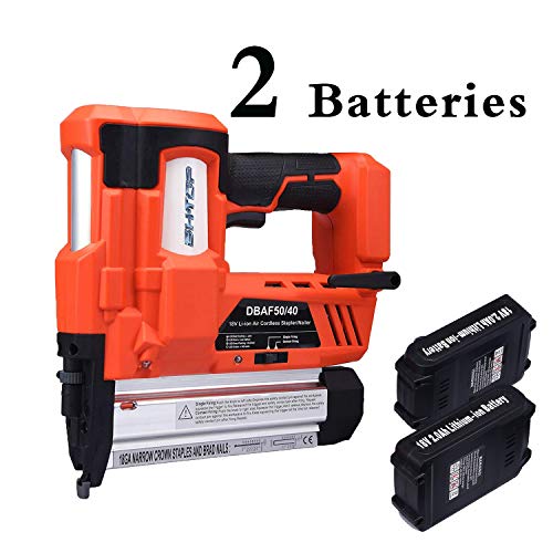 BHTOP Cordless Brad Nailer ＆Stapler 2 in 1 18Ga Heavy Finish Nail Gun with 18Volt 2Ah Lithium-ion Rechargeable Battery Air Cylinder(Charger and Carrying Case） (2Batteries) - Thumbnail 2