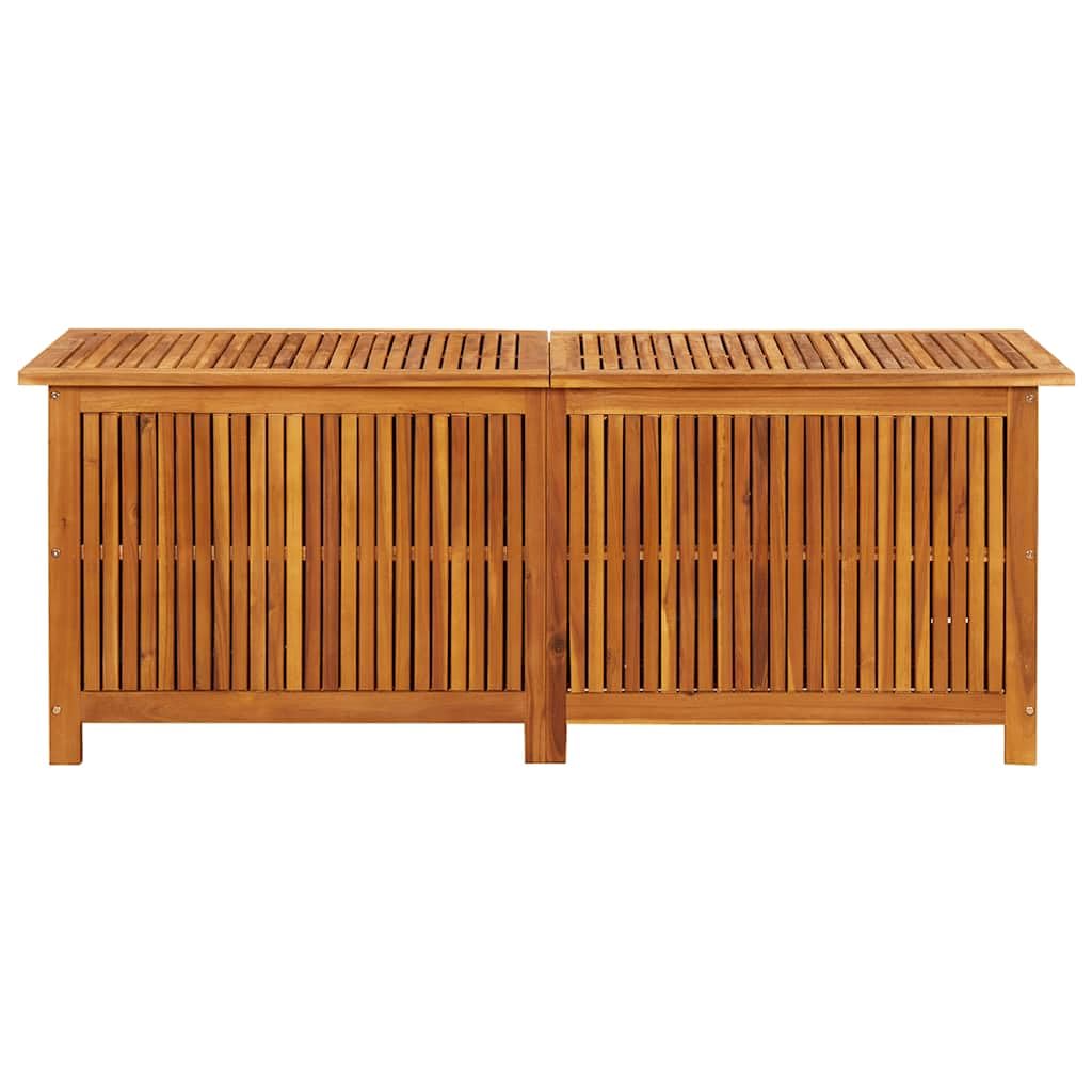 Caja de almacenamiento de jardín de 150 x 50 x 58 cm, caja de madera maciza de acacia con muelle de gas – Caja grande de madera con bolsillo interior impermeable para jardín terraza exterior