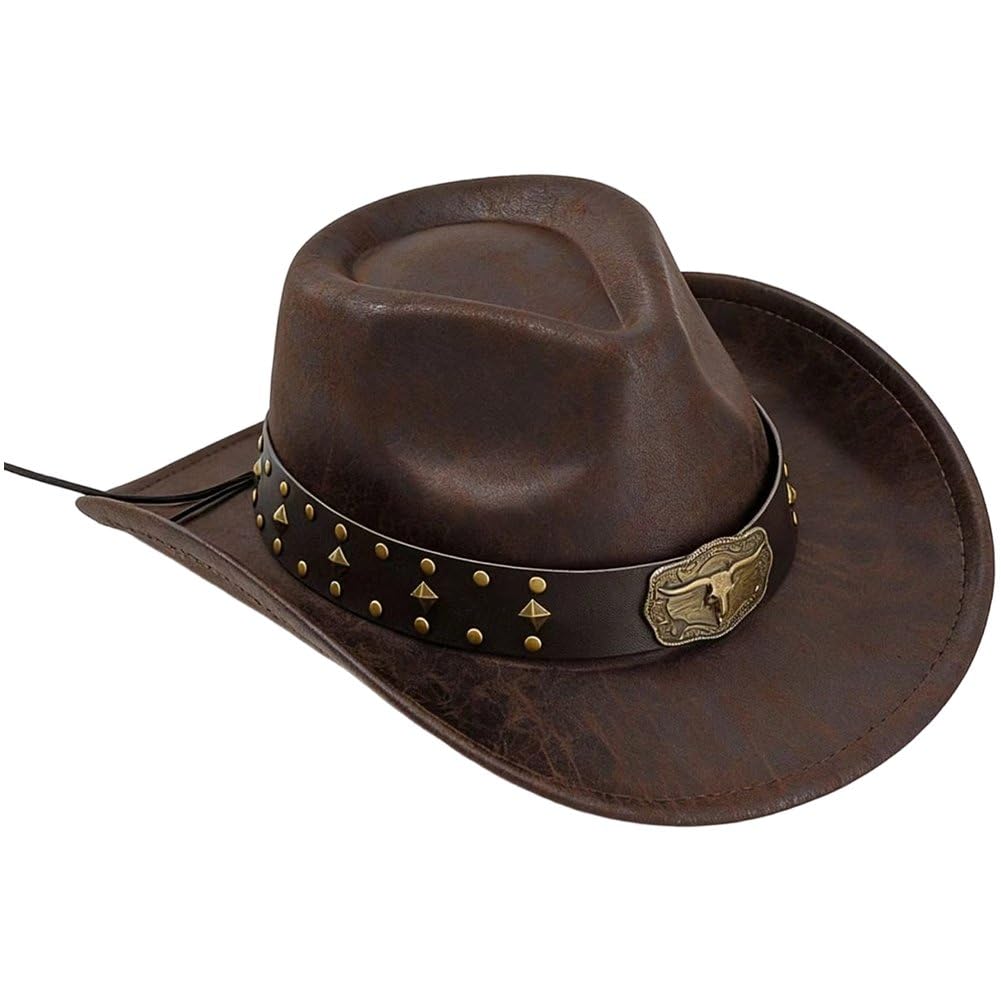 Sslvya Western Cowboy Hat for Women Men Wide Brim Fedora Panama Hat Retro Rodeo Cowgirl Hat for Travel & Festivals