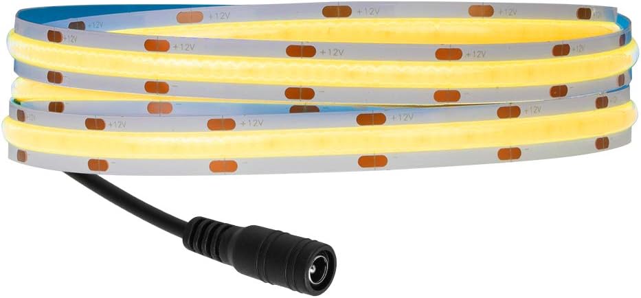 BTF-LIGHTING COB LED Strip Light 1M 528LEDs FCOB Dimmable Light Uniformity Flexible High Density Warm White 24V 10mm Width LED Tape for Bedroom Kitchen Home Interior Decoration(Only LED Strip)