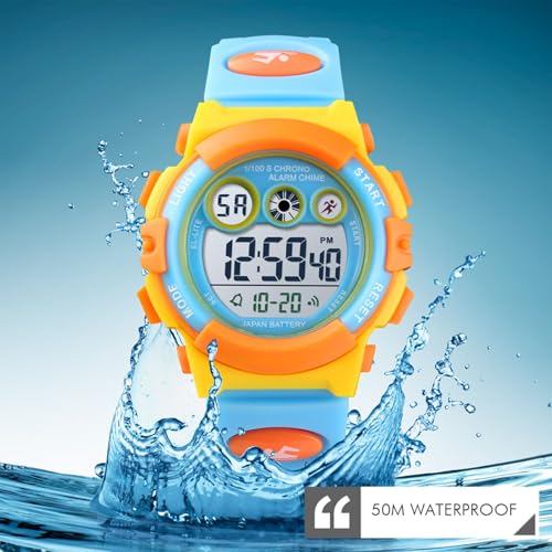 Kids Digital Sports Watch, Waterproof Outdoor Electronic Watch with Alarm, Stopwatch, Backlight, 12 and 24 Hour Time, Adjustable Strap for Boys and Girls3