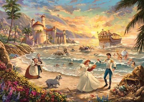 Schmidt Spiele 58036 Thomas Kinkade, Disney, The Little Mermaid Celebration Of Love, Puzzle Da 1000 Pezzi - 5