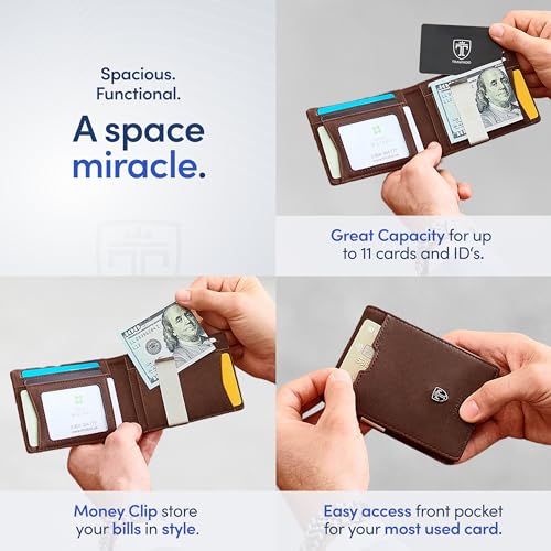 image for TRAVANDO Mens Slim Wallet with Money Clip AUSTIN RFID Blocking Bifold 