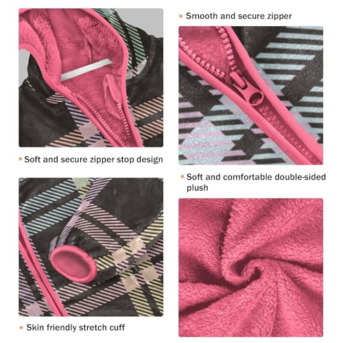 GuoChe Rainbow Buffalo Plaid Tartan Check Scotland Brown Baby Fleece Jacket3