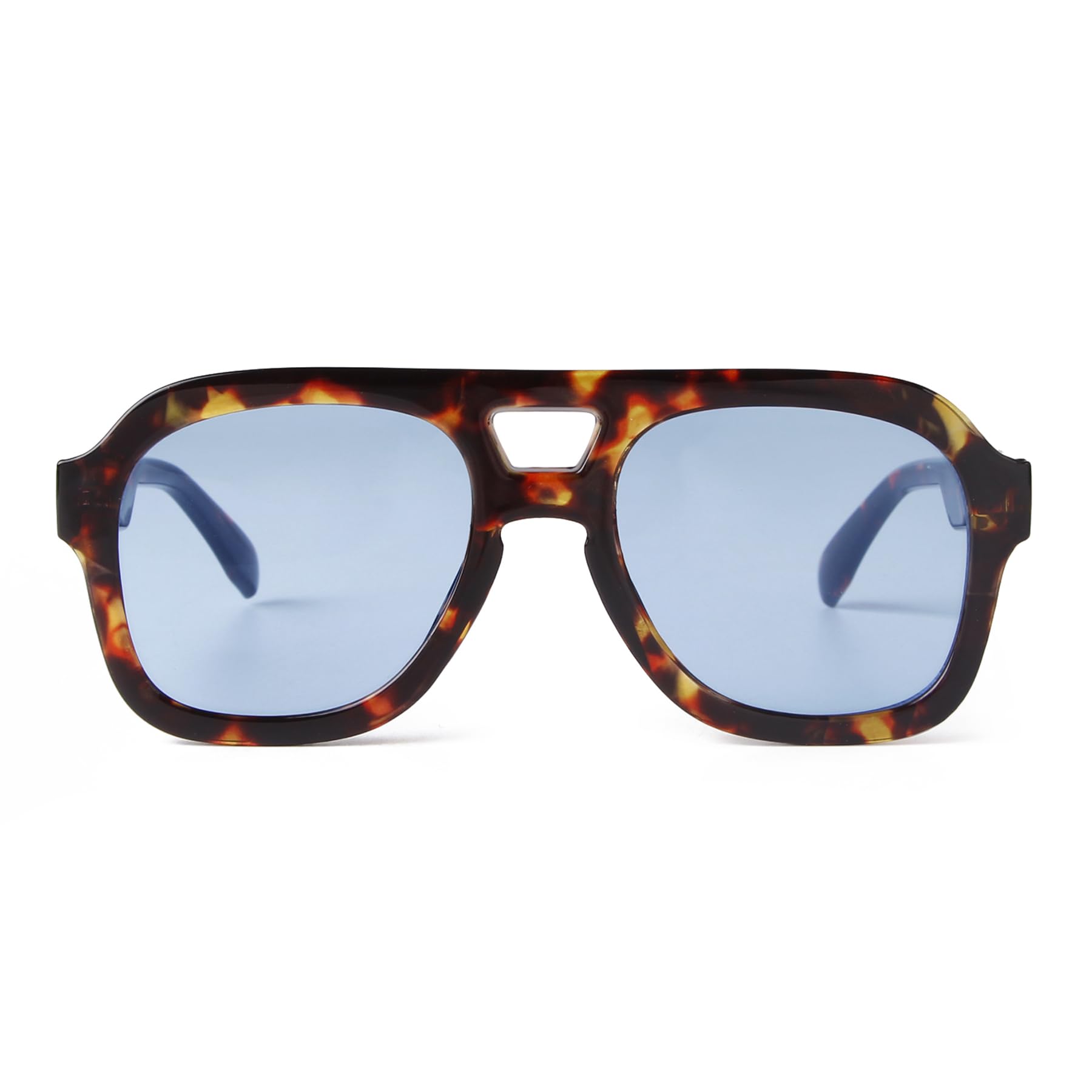 Trendy Blue Aviator Sunglasses for Women Tortoise Shell Sunglasses