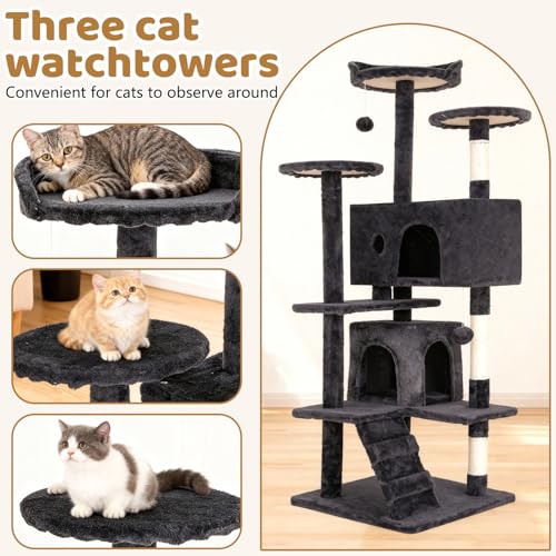 Árbol para gatos BestOffice de 54 pulgadas multi-niveles miniatura 5