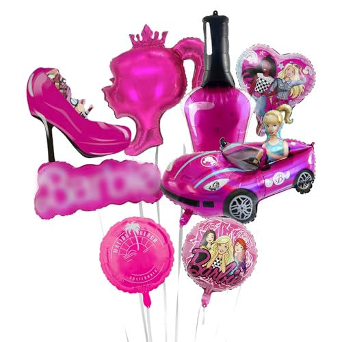 Luclay Party Decorations Princess Party Set - 8Pcs Pink Birthday Decorations Princess Birthday Party Supplies Foil Balloons for Girls Kids