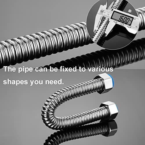 Qrity 2 Pieces G1/2" x G1/2" Stainless Steel Corrugated Pipes, 30CM Flexible Pipe Connector, Bendable and Holds Its Shape - Image 3