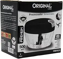 Triturador Cortador Alho Cebola Processador Alimentos Manual 3 Laminas Azul