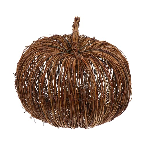 Sewroro Artificial Pumpkins Wicker Rattan Pumpkins Woven Pumpkin 1Pc Thanksgiving Halloween Fall Harvest Natural Decorations ? 21x20cm ?