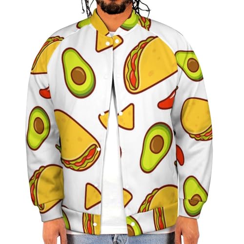 Taco White Pattern Jackets Man Baseball Jacket Loose Outerwear Work Office Top Fashion Shacket Cosy Outwear L