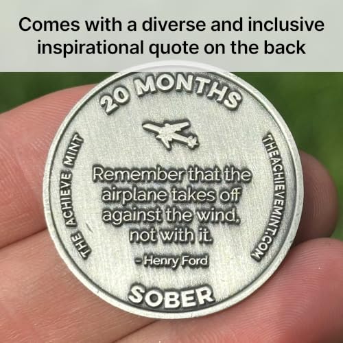 Image of The Achieve Mint 20 Months Sober Token | 20 Months Sobriety Chip | Non-AA, Non-Religious Medallion for Men and Women Celebrating Sobriety