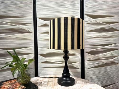 Image of Modern lamp shade Art decorative Black Stripes Minimalist 11.8x9Inch | Classic Versatile ,Unique bamboo material,Ideal for Table and Floor Lamps,Effortless Installation