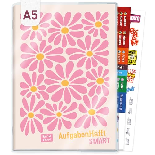 Häfft® Smart Hausaufgabenheft A5 ohne Datum 'Pink Flowers'