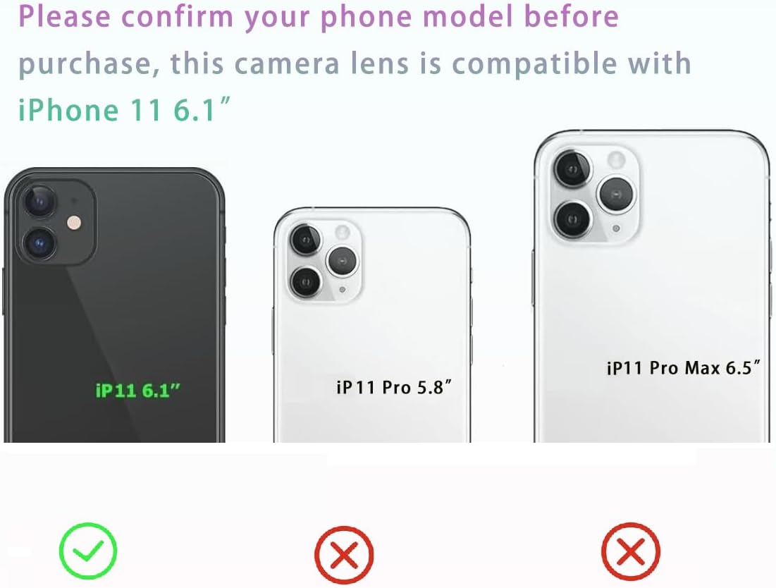 2 Packs Rear Camera Lens Glass Replacement for iPhone 11 Camera Glass Lens Replacement with Repair Tools