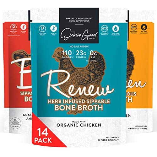 Osso Good 7 Day Bone Broth Cleanse, Chicken Beef and Revive Flavors, 14 - 16 Ounce Pouches, High in Protein & Collagen, Ships Frozen