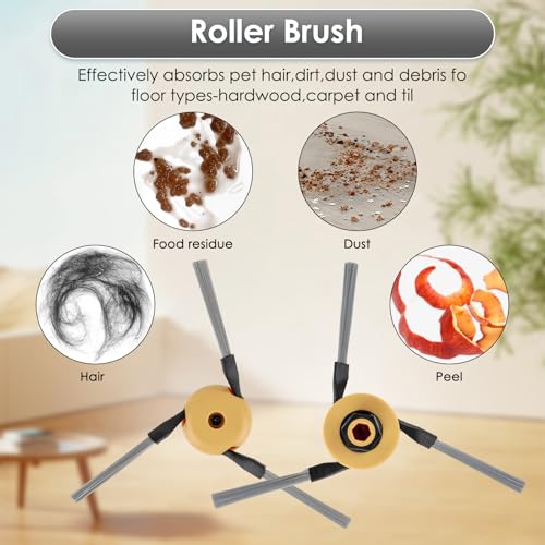 Lot de 28 pièces de rechange X60 Max Ultra compatibles avec aspirateur robot Dreame X60 Max Ultra complet, 4 brosses à rouleaux, 6 serpillères, 6 filtres HEPA, 6 sacs à poussière, 6 brosses latérales – vue 6