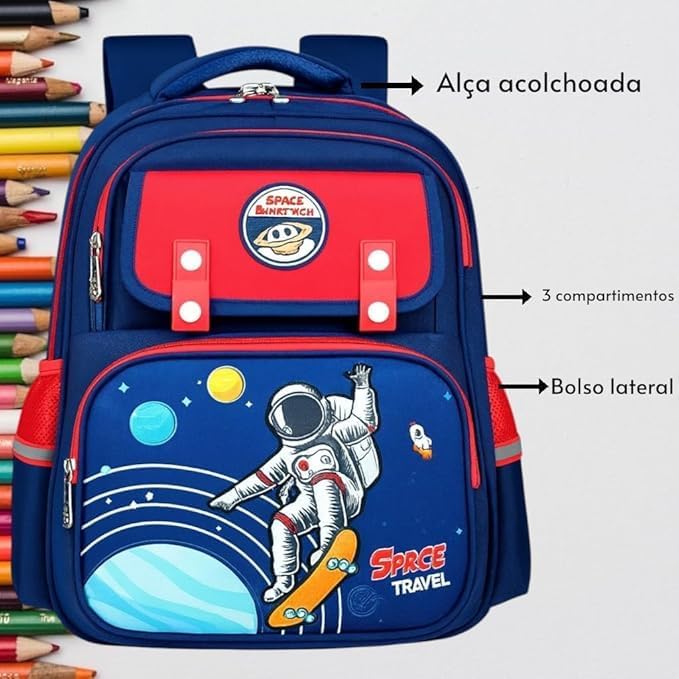 Mochila Escolar Infantil Astronauta, Ortopédica, Acolchoada, Reforçada, para Meninos 7-12 Anos, Design Espacial em promoção! Veja a oferta e mais achadinhos de Mochilas escolares 3 Hoje é o melhor dia para comprar Mochila Escolar Infantil Astronauta, Ortopédica, Acolchoada, Reforçada, para Meninos 7-12 Anos, Design Espacial com aquele preço maroto! Promoção! Aproveite a oferta! 3