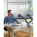 HUANUO Dual Monitor Stand - Full Adjustable Monitor Desk Mount Swivel Vesa Bracket with C Clamp, Grommet Mounting Base for 13 to 32 Inch Computer Screens - Each Arm Holds 4.4 to 19.8lbs - Image 2