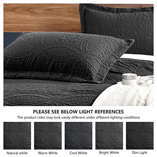 Love's cabin Twin Quilt Set Black Bedspreads - Soft Bed Fall Lightweight Bedspread Comforter - Modern Style Coin Pattern Coverlet for All Season - 2 Pieces (1 Quilt, 1 Pillow Sham)