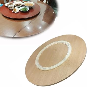 Large Wood Lazy Susan Turntable 20in 30in 40in Rotating Serving Tray for Kitchen Dining Table 36in 24in 28in Round Tabletop Serving Plate, Easy to RollNatural Wood Color,50cm/20