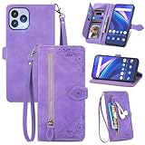 MOJIA Coque Porte Monnaie pour Cubot P80 / Wiko T60, Etui Portefeuille en Cuir PU avec Cover en TPU, Etui Multifonctionnel Porte Cartes avec Dragonne. Violet