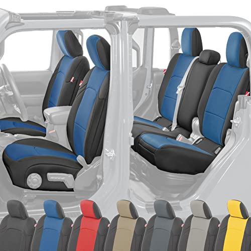 Diver Down Neoprene Seat Cover Set - Fits Jeep Gladiator JT 2020-2025 - Custom Fit Jeep Gladiator Seat Covers - Soft Padded Cushion - Does Not Fit 2024+ Power Seats (Blue, Fits Cloth Seat Models)