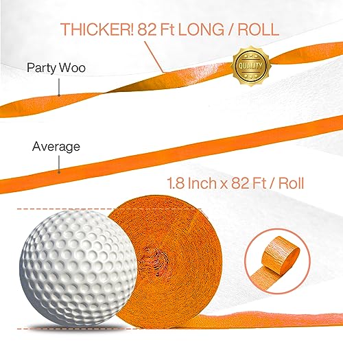 Image of PartyWoo Orange Crepe Paper Streamers 6pcs 492ft Pack of Orange Crepe Paper Streamers for Thanksgiving Halloween Little Cutie Baby Shower Anniversary Autumn Luau Theme Birthday Party Decorations