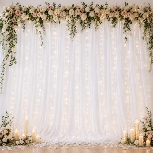 Ledido Cortina Fondo Tul 10x8ft con Luces 300 LED Blanca miniatura 1