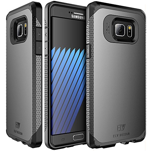Galaxy Note 7 Case, E LV Galaxy Note 7 Case - SHOCK ABSORPTION / HIGH IMPACT RESISTANT Full Body Hybrid Armor Protection Defender Case Cover for Samsung Galaxy Note 7 - [GUNMETAL/BLACK]