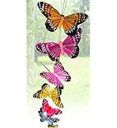 Butterfly Garland with Feather Wings - 9 Decorative Butterflies with Painted Feather Wings - Craf...