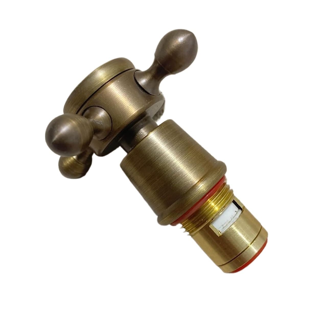 Replacement Faucet Valve, Brass Ceramic Stem Disc Cartridge with Cross Handle, Quarter Turn