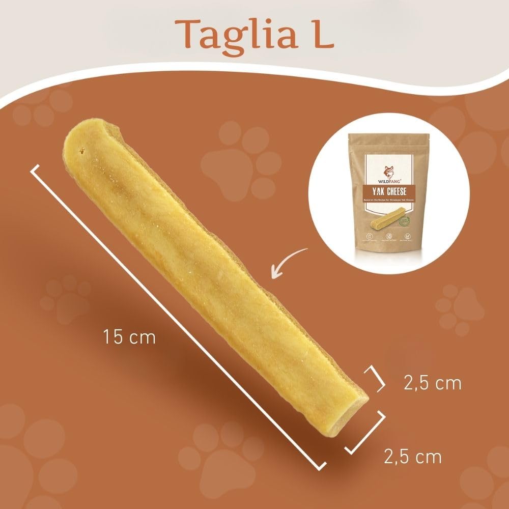 Wildfang Masticativi di formaggio di latte di yak dell'Himalaya per cani - Latte Yak Cane - Osso Latte di Yak Cane - Senza Additivi - Conservanti o Coloranti - Bastoncino da masticare - 3 x L